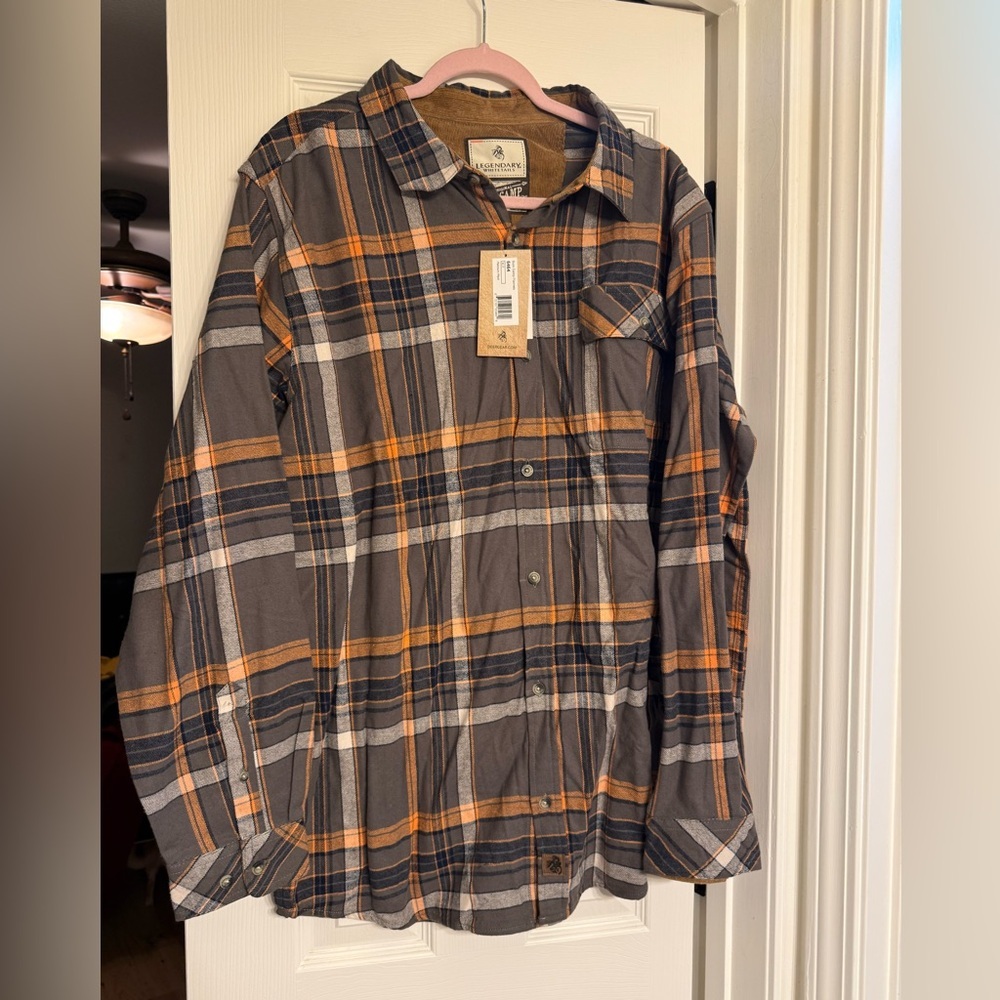 Legendary Whitetails Plaid Shirt in Gray and Orange XLT